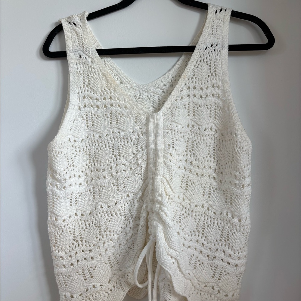 Jessica Simpson Ivory Crochet Knit Top